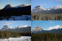 36 Castle Mountain, Stuart Knob, Helena Peak and Helena Ridge Sunrise And Morning From Trans Canada Highway Driving Between Banff And Lake Louise in Winter